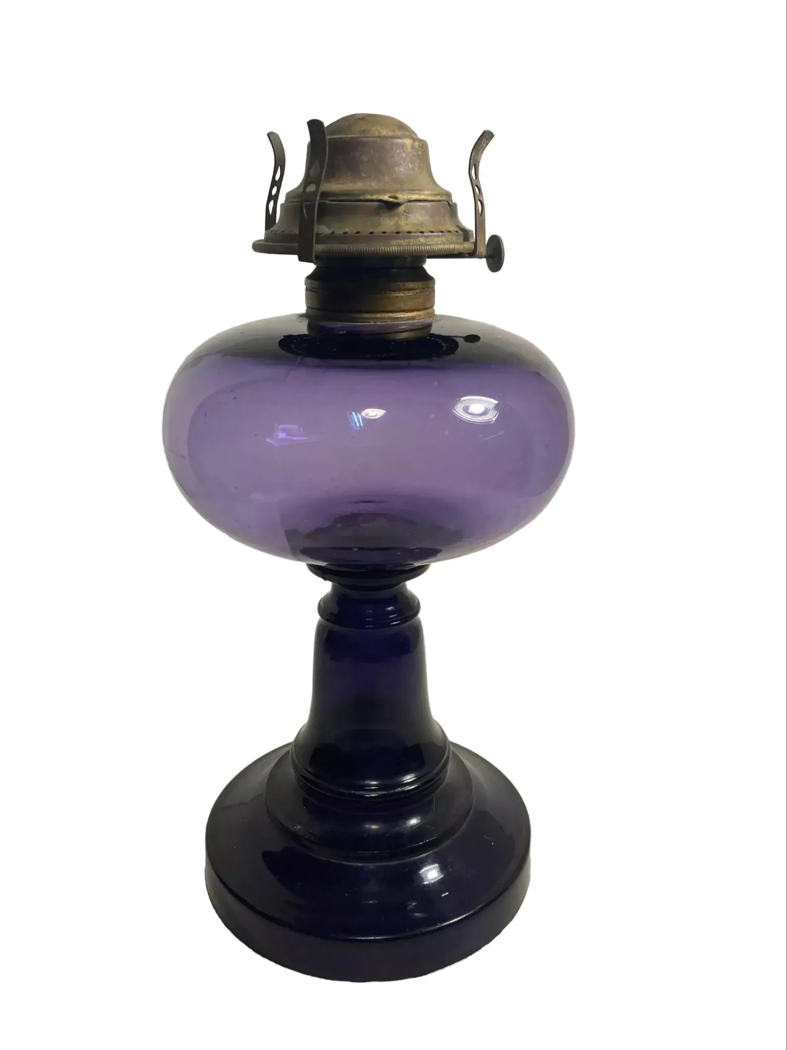 Antique Irradiated Purple Oil Lamp: Pressed Glass Pedestal Lamp (early 1900s) - Etsy | Etsy (Global)