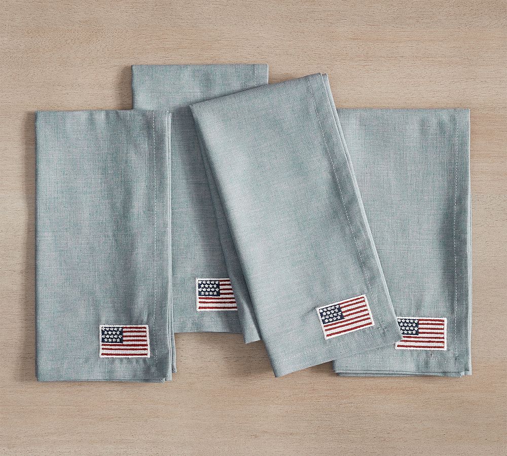 American Flag Icon Cotton/Linen Napkins - Set of 4 | Pottery Barn (US)