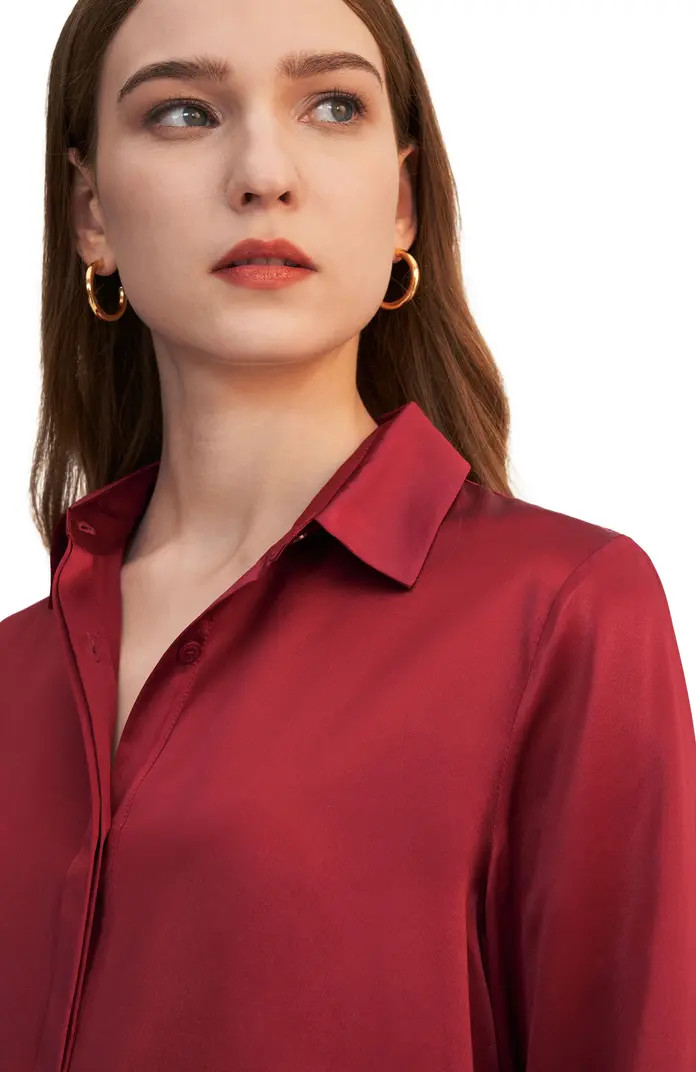 Basic Concealed Placket Silk Shirt | Nordstrom
