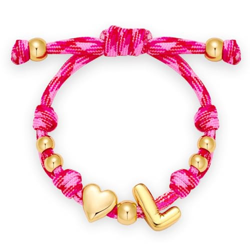 Amazon.com: HolidayQbee Initial Bracelet for Women-Dainty 14K Gold Plated Knotty Bubble A Letter ... | Amazon (US)