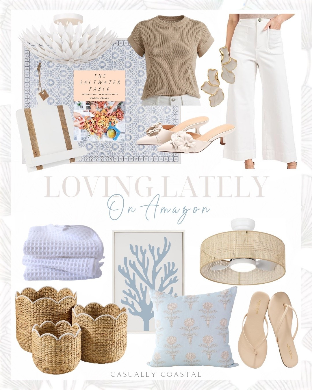 Loving Lately on Amazon

Amazon home decor, coastal home decor, Amazon wall art, Amazon wall decor, Amazon baskets, Amazon pillow cover, Amazon white jeans, Amazon spring top, Amazon heeled sandals, Amazon rug, coastal rug, kitten heel mules, spring mules, high waisted cropped straight pants, spring sweater, short sleeve sweater, petal earrings, 100% Turkish cotton waffle kitchen towels, indoor boho area rug, blue rug, 5x7 rug, mud pie whit wood cookbook holder, The Saltwater Table: Recipes from the Coastal South, Amazon cookbook, semi flush mount, abstract coral framed canvas wall art, water hyacinth scalloped nesting baskets, Amazon storage baskets, marigold block print pillow cover, neutral flips flops, Amazon flip flops, dimmable ceiling fan, bamboo ceiling fan 

#LTKHome