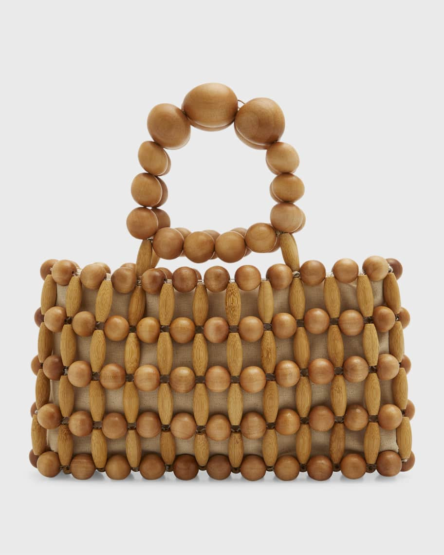 Cora Beaded Wood Top-Handle Bag | Neiman Marcus