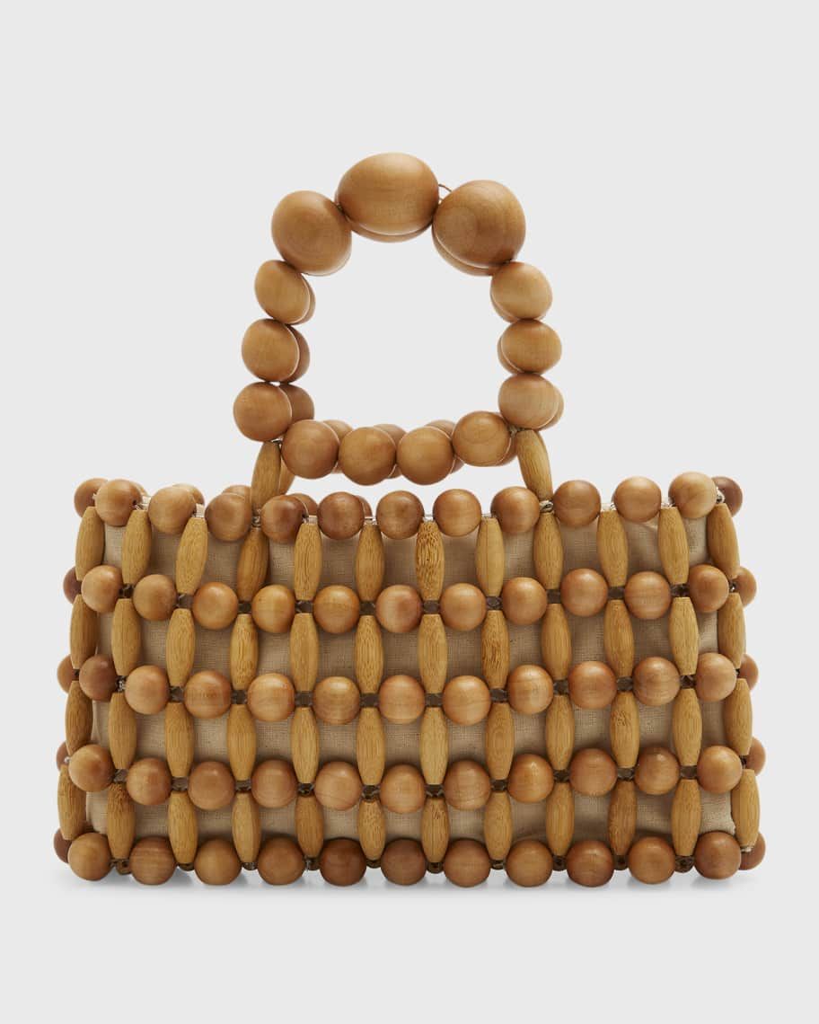 Cora Beaded Wood Top-Handle Bag | Neiman Marcus