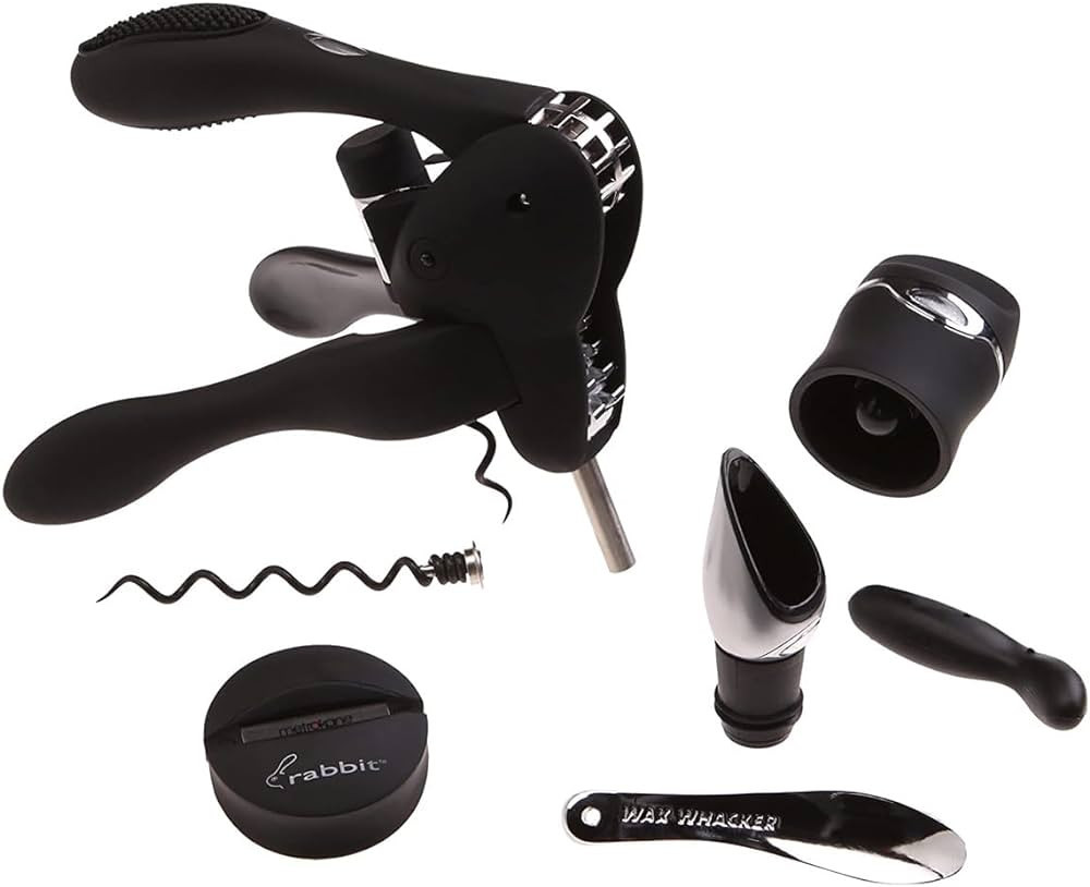 Rabbit 6-Piece Wine Opener Tool Kit, Black | Amazon (US)