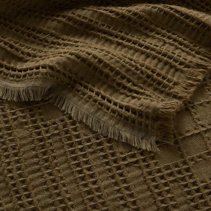 60"x80" Waffle Weave Fringed Bed Throw - Threshold™ | Target