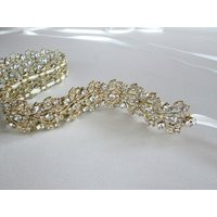 Bridal Belt, Crystal Bridal Belt Sash, With Floating Crystals, Sparkly Crystal Gold 1 Inch | Etsy (US)