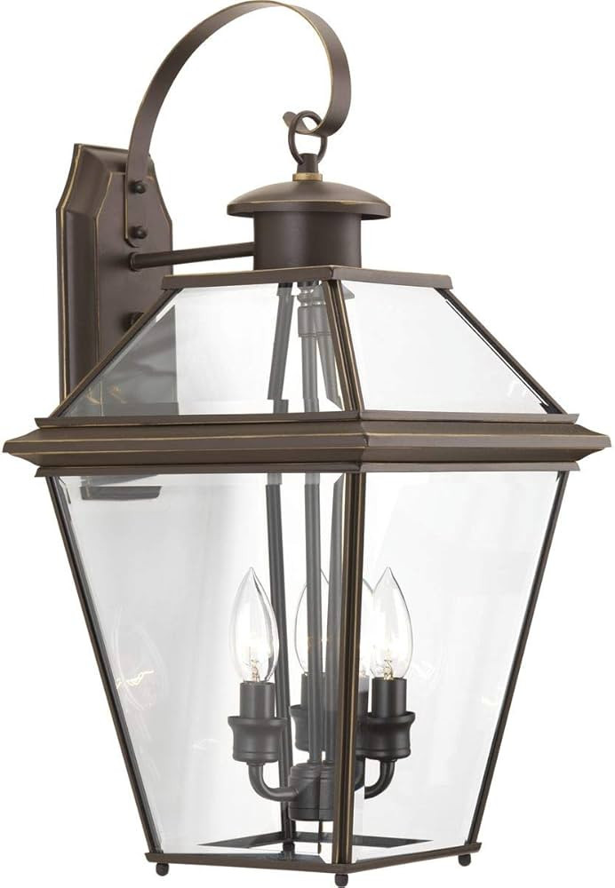 Progress Lighting P6617-20 Burlington Three-Light Large Wall Lantern, Polished Nickel/Delta, Anti... | Amazon (US)