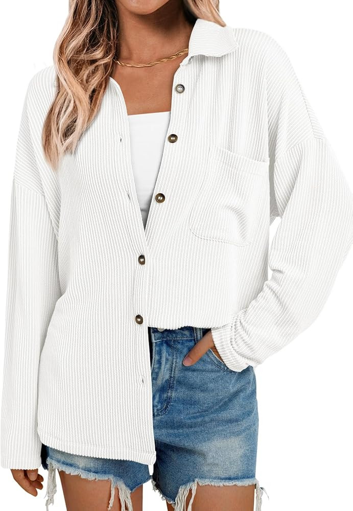 AUTOMET Button Down Shirts for Women Long Sleeve Oversized Fall Fashion 2024 Outfits | Amazon (US)