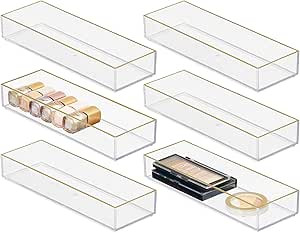 mDesign Slim Plastic Drawer Organizer, Storage Container for Cosmetics, Makeup, and Accessories o... | Amazon (US)
