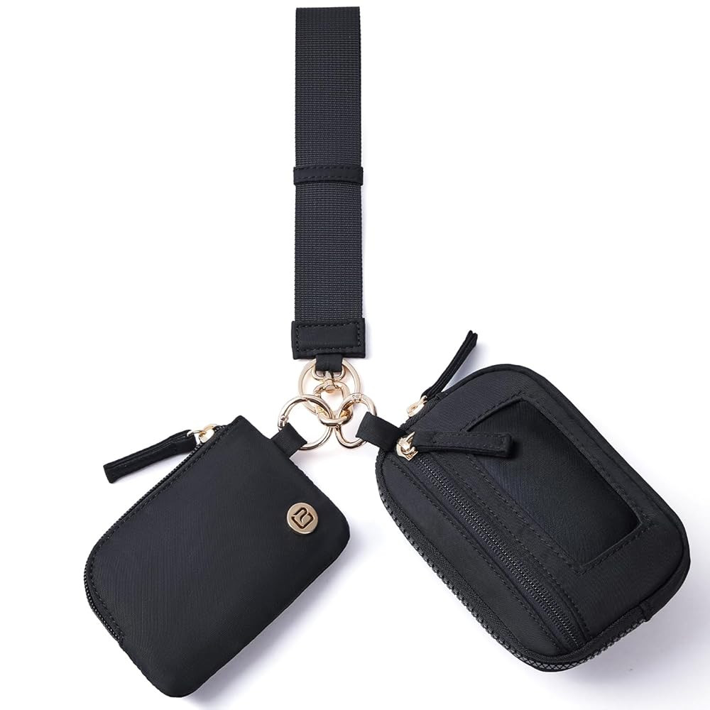 POIUGOYA Nylon Wristlet Wallets, Dual Pouch Keychain Wristlet Wallet, RFID Small Wallet With Coin... | Amazon (US)