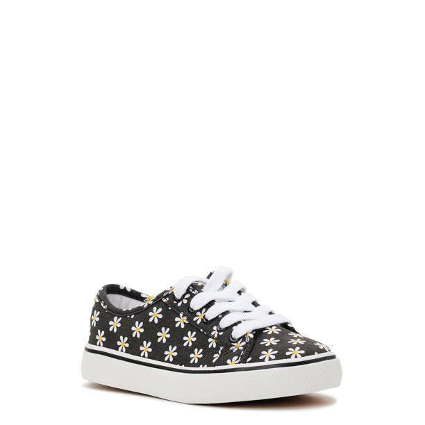 Wonder Nation Little Girl & Big Girl Canvas Skate Sneakers, Sizes 13-5 | Walmart (US)