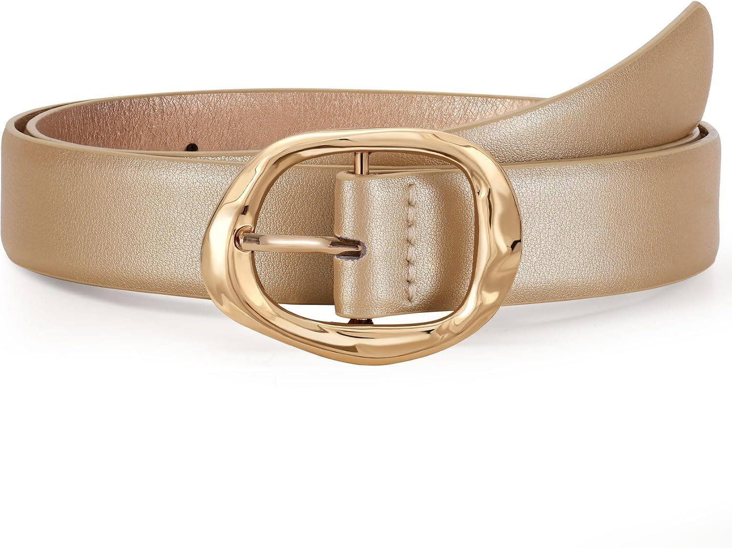 Women Leather Belt for Jeans Pants Ladies Casual Waist Belt Fashion Women Belt with Gold Buckle | Amazon (US)