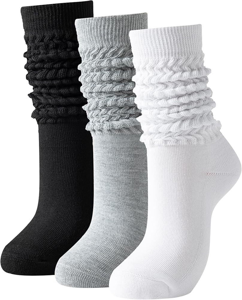 Slouch Socks Women Thigh High Boot Socks Soft Scrunch 3 Pair Pack | Amazon (US)