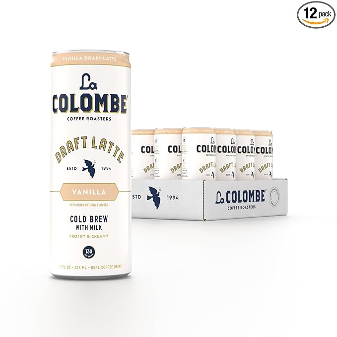 La Colombe Coffee, Vanilla Draft Latte, 11 fl oz Cans (Pack of 12), Coffeehouse Quality Cold Brew... | Amazon (US)