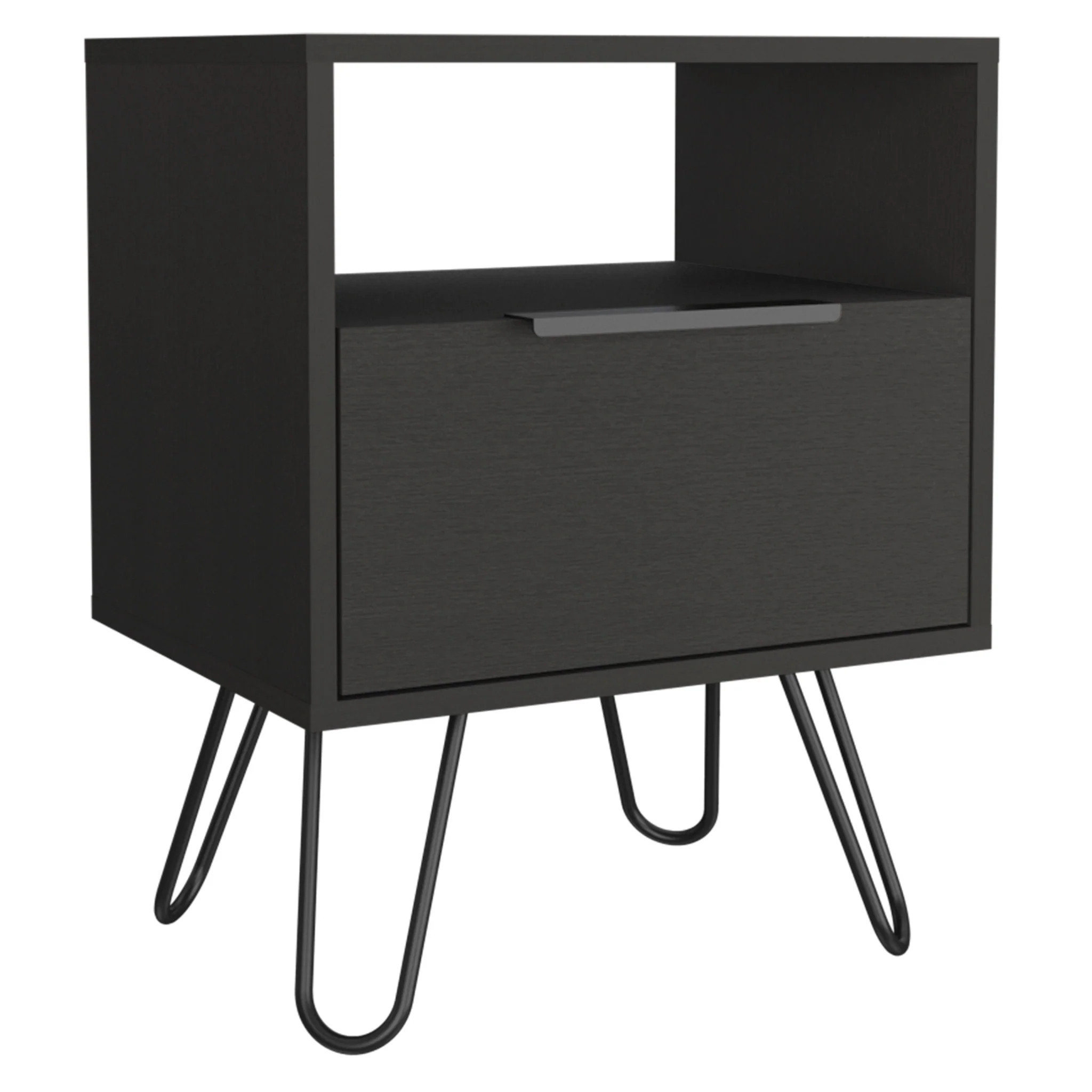 22" Black Faux Wood Nightstand With Storage | Shop Simon