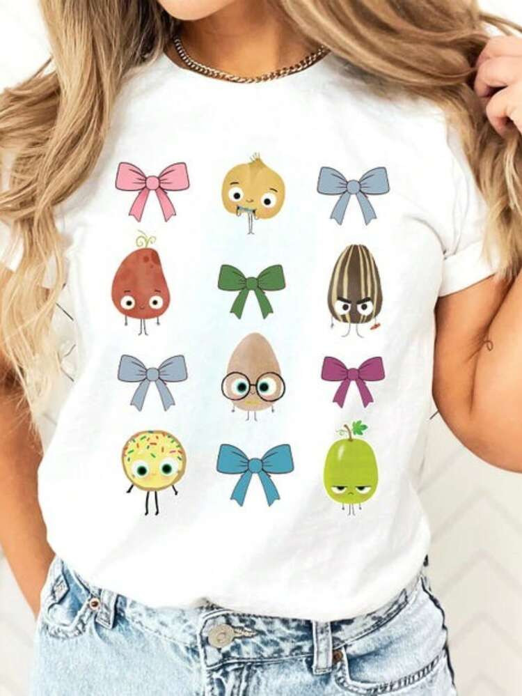 The Food Group Inspired Shirt, Back To School Bow Shirt ,Kindergarten Teacher Shirt,Back To Schoo... | SHEIN