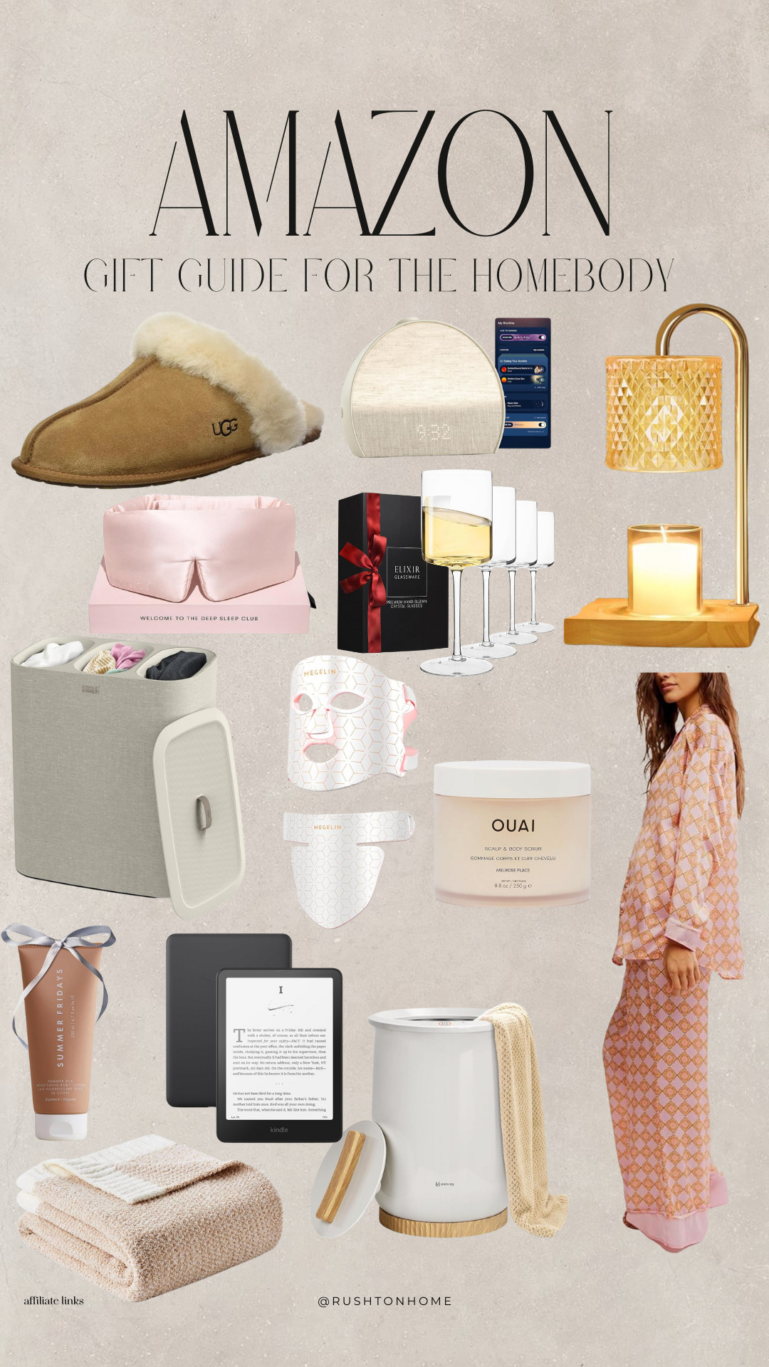 Amazon uggs slippers women, cozy slippers amazon, homebody gift guide, amazon homebody gifts, silk eye mask, silk sleep mask, satin sleep set, glass wine glasses amazon, cozy pajamas set women, ouai scalp scrub, kindle paperwhite, towel warmer amazon, neutral throw blanket, summer fridays lotion, megelin led face mask, decorative candle warmer lamp, digital sunrise alarm clock, amazon christmas gifts for her, cozy gift ideas for women 

 #LTKGiftGuide #LTKHoliday #LTKSeasonal