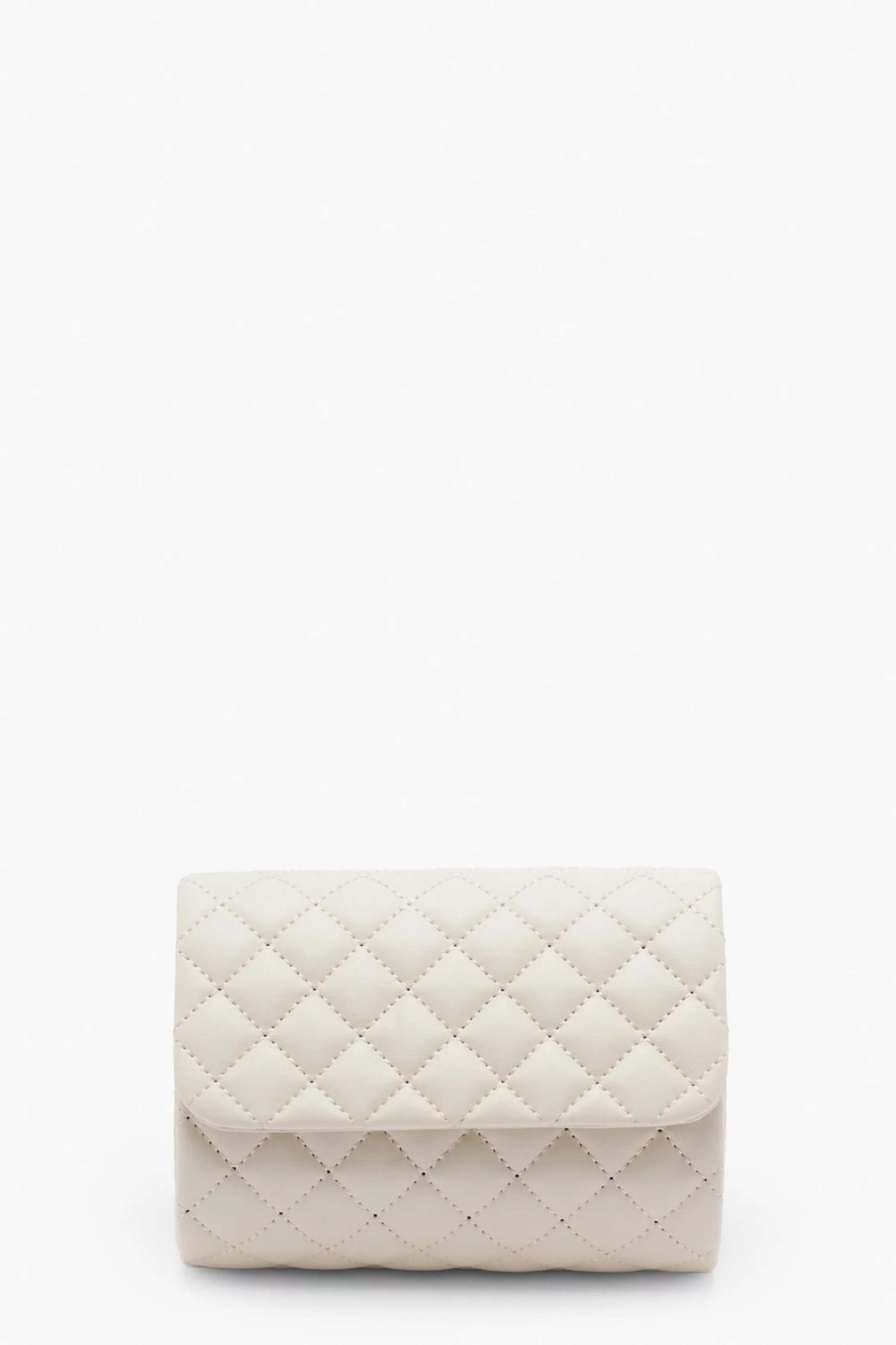Cream Quilted Mini Clutch | Boohoo.com (UK & IE)
