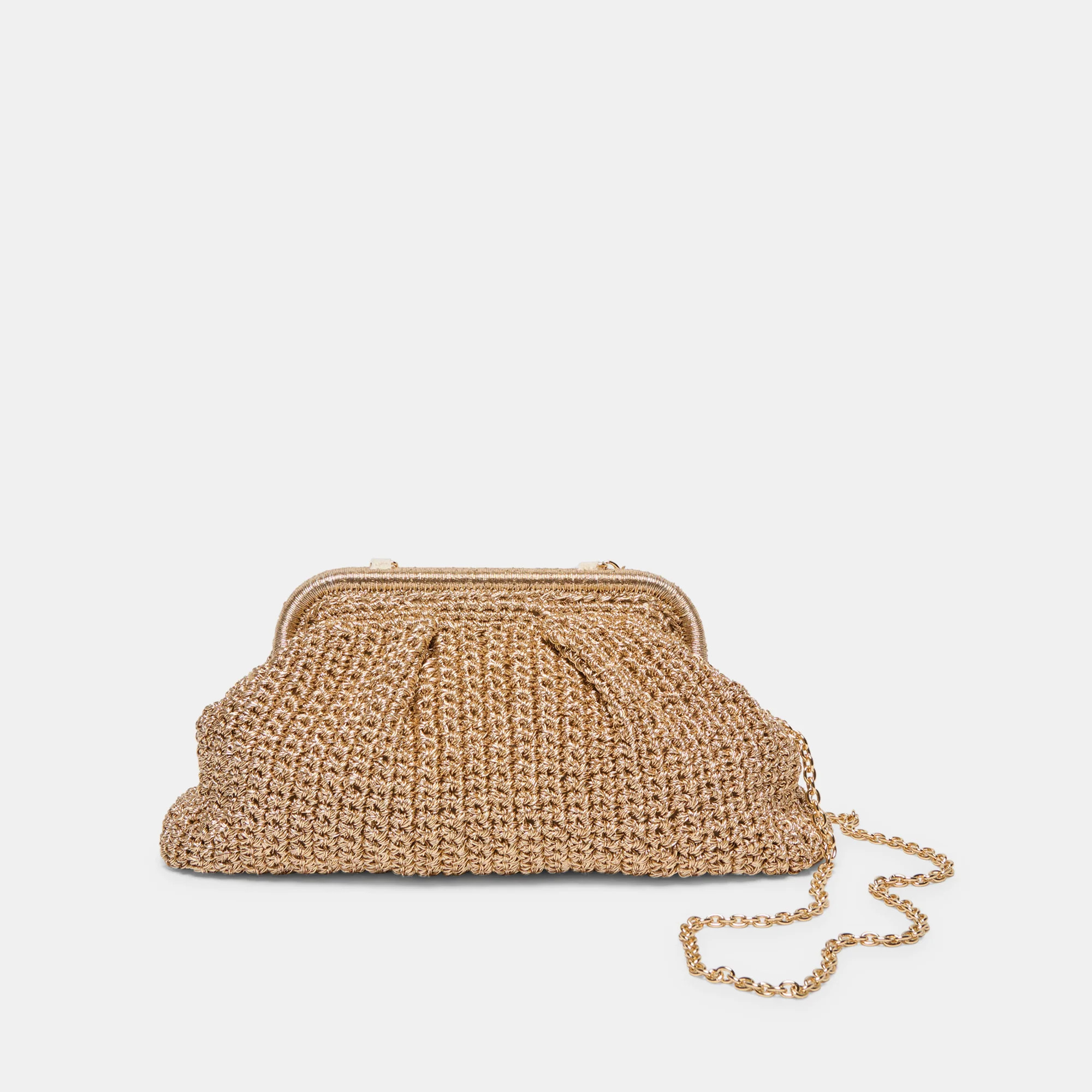 Ione Clutch Gold Crochet | DolceVita.com