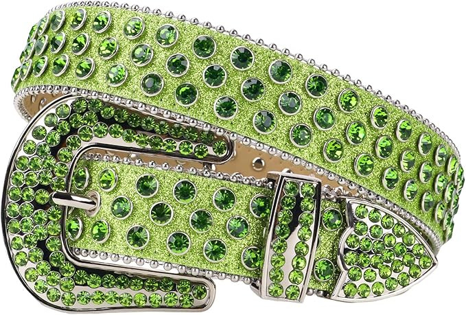 TINIDI Luxury Strap Men Women Rhinestones Belt Western Bling Bling Crystal Diamond Studded Belts | Amazon (US)