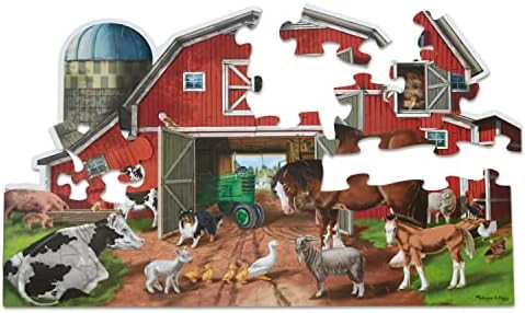 Melissa & Doug Busy Barn Shaped Jumbo Jigsaw Floor Puzzle (32 pcs, 2 x 3 feet) | Amazon (US)