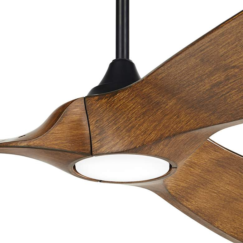70" Casa Vieja Kona Wind Black-Koa LED DC Damp Ceiling Fan with Remote | Lamps Plus
