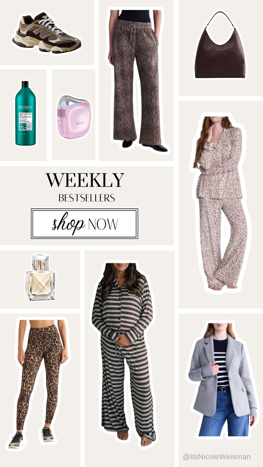 Weekly best sellers, fall fashion, New Balance sneakers, matching sets, leopard leggings, snakeskin pants, woven handbag, sweater blazer, Redken hair care, Shark fan, perfume

Apparently we’re all shopping for matching sets, animal print and really good hair this week 😂👏🏼

Your weekly favorites are in! From striped lounge sets and leopard leggings to a woven bag and sweater blazer for when we need to look like we have our lives together. Throw in sneakers, perfume and a little fan… honestly, a solid shopping cart. 🤷🏼‍♀️🛍️

Tap to shop this week’s best sellers!