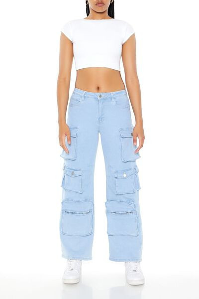 Low-Rise Wide-Leg Cargo Jeans | Forever 21
