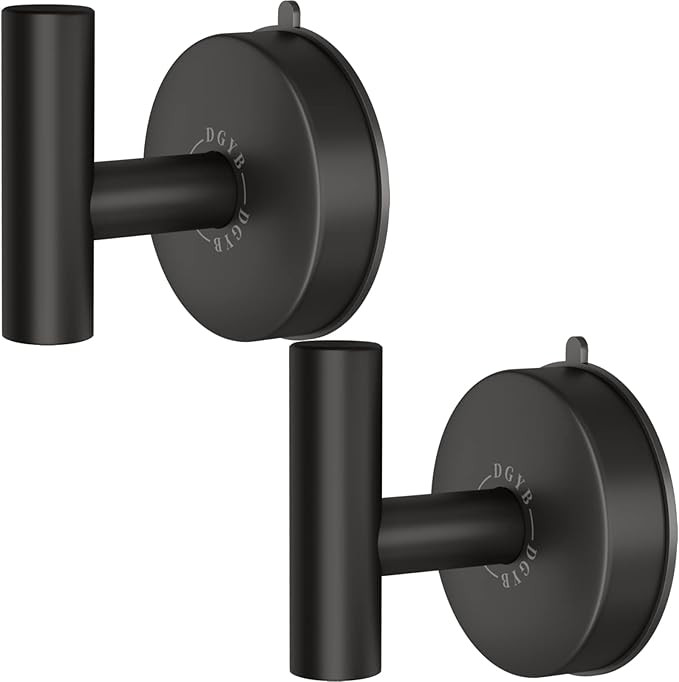 DGYB Large Suction Cup Hooks for Shower Set of 2 Black Towel Hooks for Bathrooms Wall Mounted SUS... | Amazon (US)