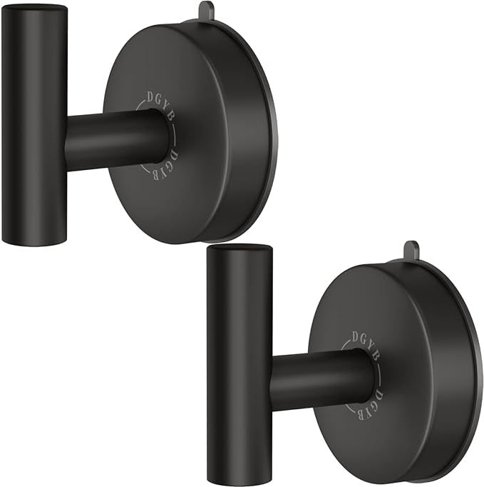 DGYB Large Suction Cup Hooks for Shower Set of 2 Black Towel Hooks for Bathrooms Stainless Steel ... | Amazon (US)