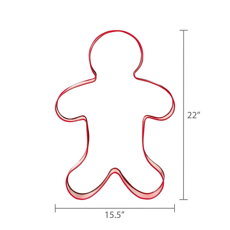 Metal Gingerbread Cookie Cutter Christmas Decoration, Red, 22", by Holiday Time | Walmart (US)