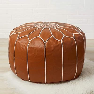 Handmade Faux Leather Unstuffed Ottoman Footstool - Living Room/Dining Room/Man Cave Decor - Moro... | Amazon (US)