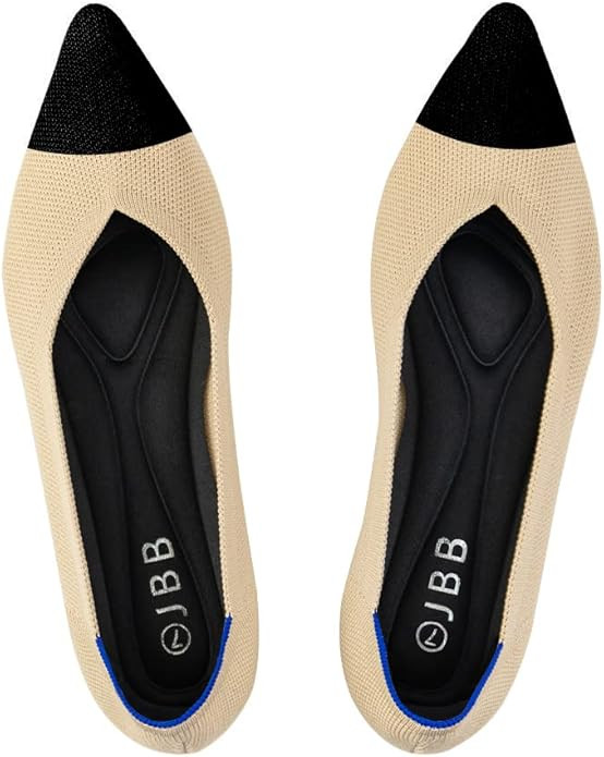 JBB Women's Flats Pointed Toe Ballet Shoes Knit Low Wedge Slip On Walking Shoes Casual Dress Loaf... | Amazon (US)