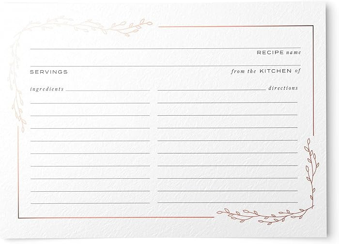 Dashleigh Rose Gold Foil Recipe Cards - 50 Simple Floral Border 4x6 Recipe Cards, Double Sided, M... | Amazon (US)