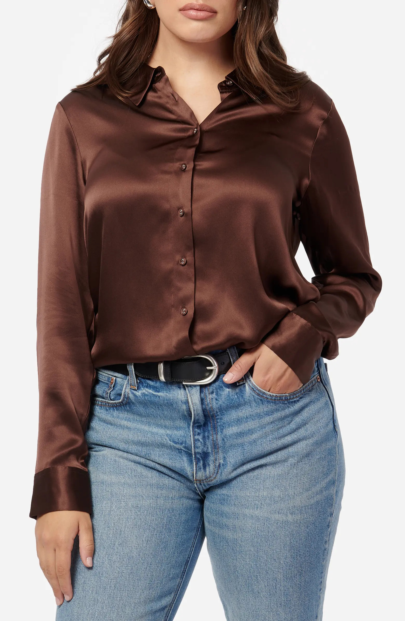 Crosby Silk Charmeuse Button-Up Shirt | Nordstrom