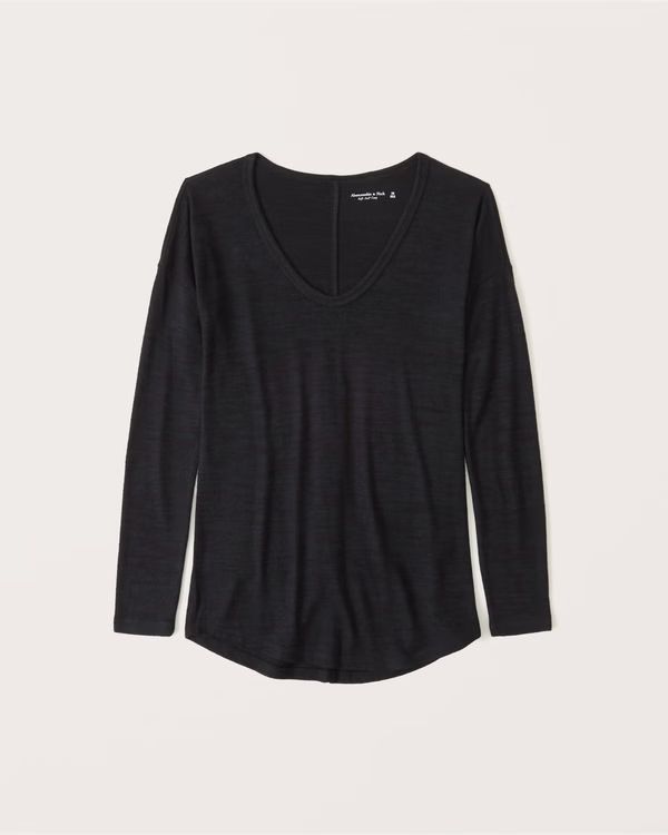 Women's Cozy Long-Sleeve V-Neck Legging Tee | Women's New Arrivals | Abercrombie.com | Abercrombie & Fitch (US)