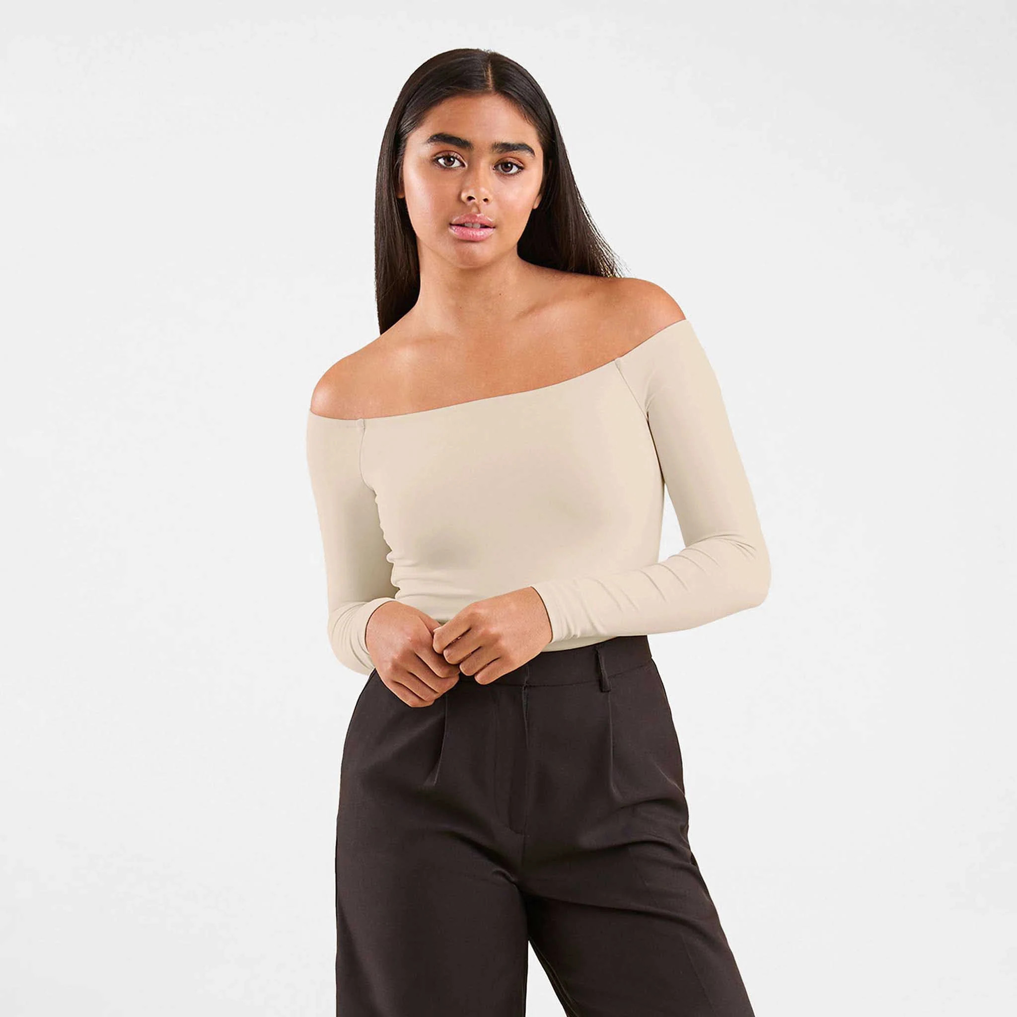 Off The Shoulder Bodysuit | Bone | Nuuds US