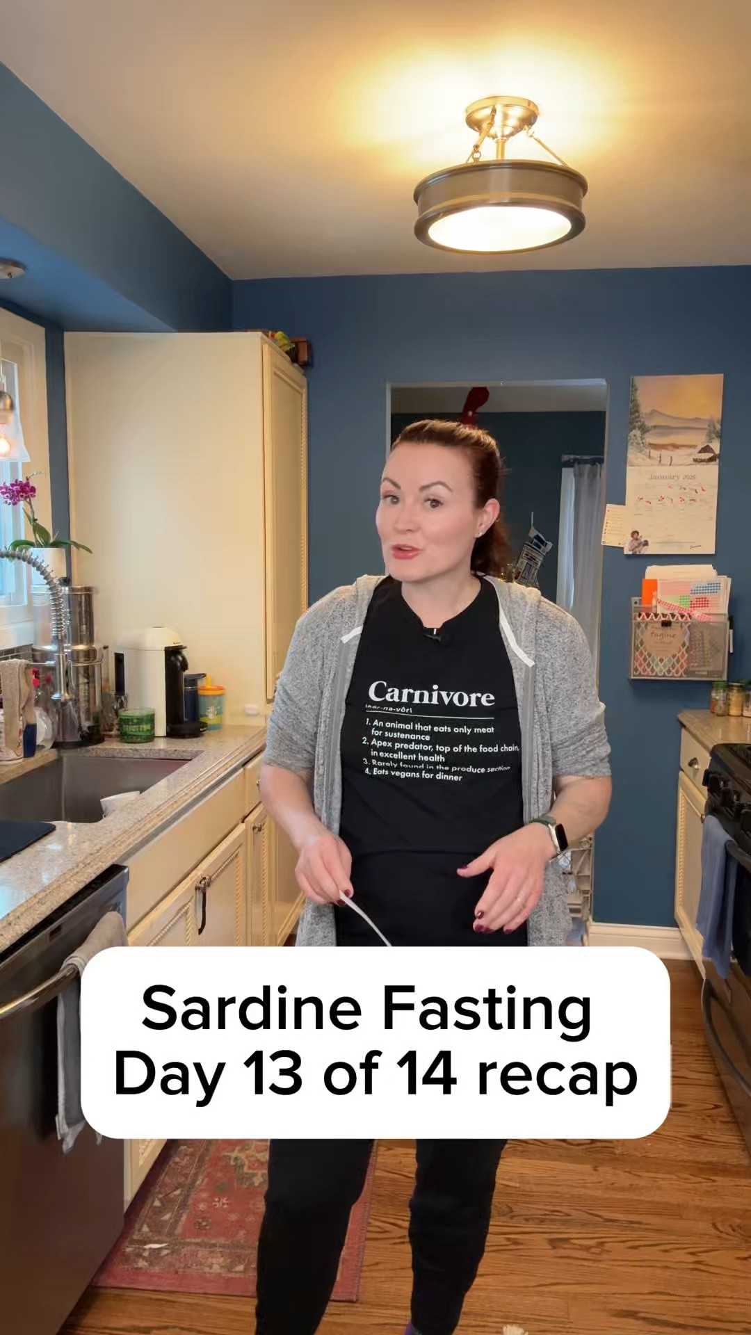 Day 13 of 14 sardine fasting. Down to 149.6. Rest day, no exercise. I ate 3 cans of sardines and some shrimp and my average glucose was 81. This will be my longest sardine fast yet as I’ve done several 3 & 4 day, one 7 day, and one 10 day sardine fast. If you’d like more info on sardine fast, head to my YouTube channel (link in bio) and check out my sardine fasting playlist 🐟

Be sure to subscribe to my YouTube channel for the full results video, including updated bloodwork, and DEXA scan. 😍#carnivore #carnivorediet #carnivorelifestyle #carnivorewoman #animalbased #meat #lchf #sardines #sardinefasting