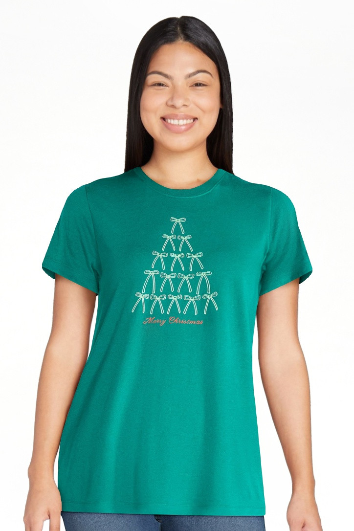 Christmas Women's Bow Tree Graphic Tee from Holiday Time, Sizes S-XXXL | Walmart (US)