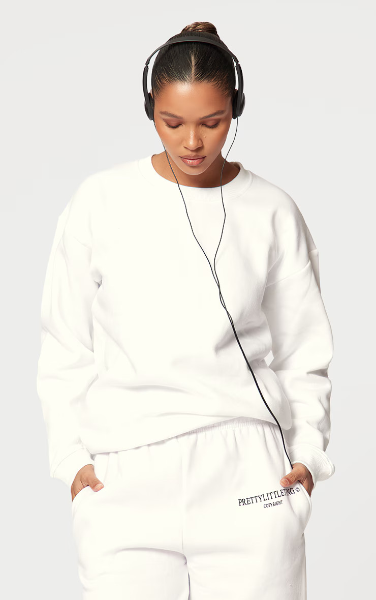 White Oversized Fitting Sweatshirt | PrettyLittleThing US