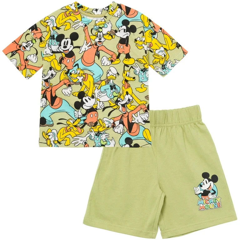 Disney Mickey Mouse Goofy Donald Duck Little Boys T-Shirt and Shorts Outfit Set Infant to Big Kid | Walmart (US)