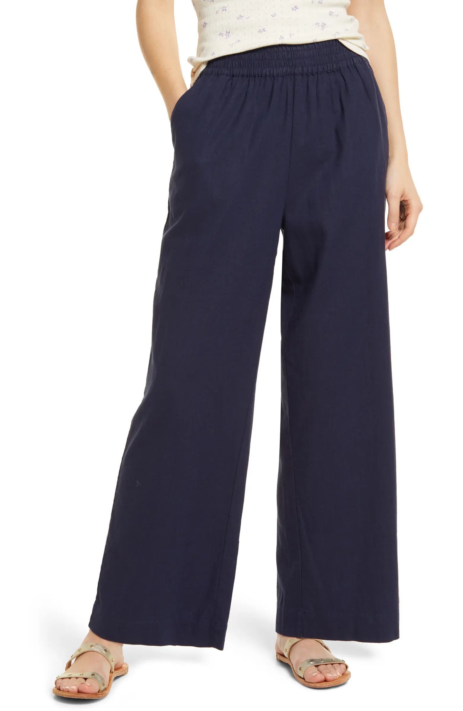 Linen Blend Wide Leg Pants | Nordstrom