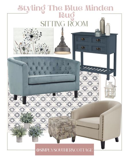 Styled sitting room / my rug collection styled / sun room inspo / sitting room decor / lover seats / amazon home decor / amazon furniture/ chic room decor / rustic farmhouse decor / amazon favorites / blue decor 

#LTKSeasonal #LTKhome #LTKstyletip