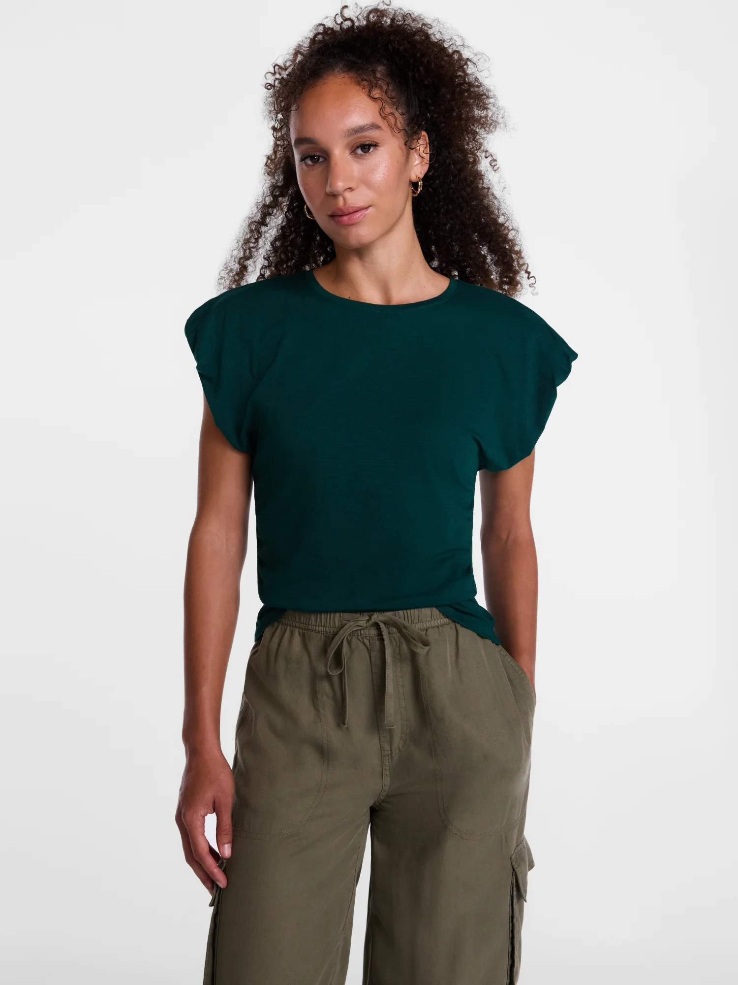 Scenario Women's Short Sleeve Bubble Cap Sleeve Tee, Sizes XS - 4X - Walmart.com | Walmart (US)