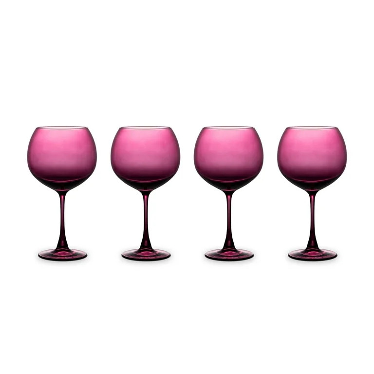 Thyme & Table 21 fl oz Magenta Sphere Stemmed Wine Glasses, Set of 4 | Walmart (US)