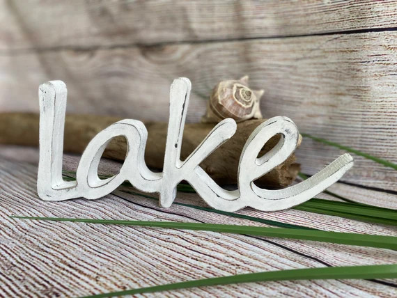Lake Sign Lake Wood Word Lake House Decor Distressed Word | Etsy | Etsy (US)