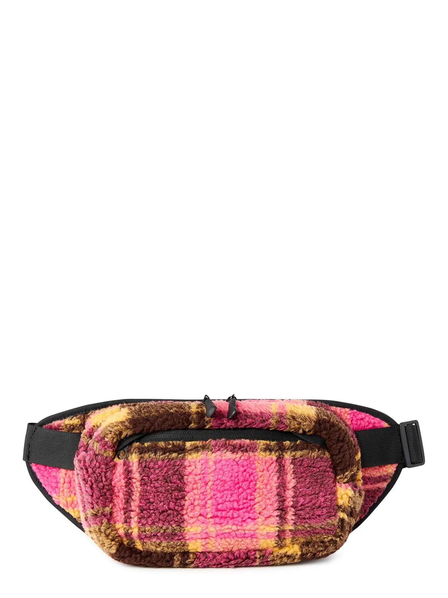 No Boundaries Women's Hands Free Rectangular Fanny Pack Pink Plaid - Walmart.com | Walmart (US)