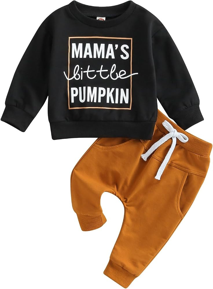 Toddler Baby Boy Halloween Outfit Long Sleeve Ghost/Pumpkin Sweatshirt Tops Elastic Pants 2PCS Fa... | Amazon (US)