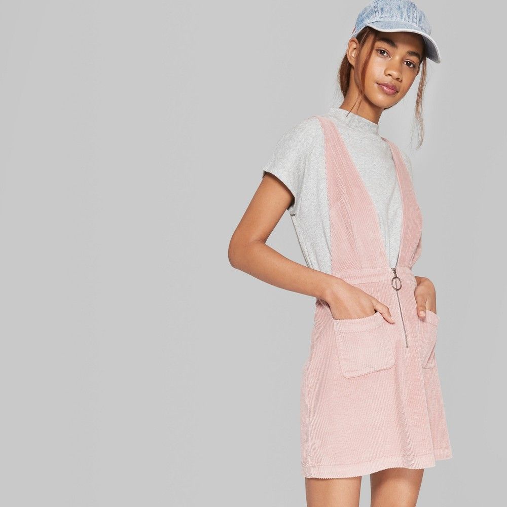 Women's Sleeveless V-Neck Zip Front Corduroy Mini Dress - Wild Fable Pink Xxl | Target