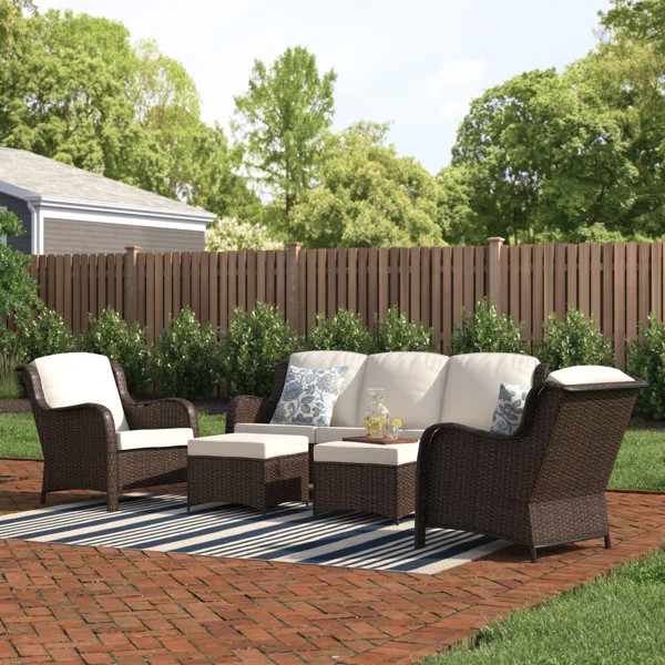 Guillen Wicker/Rattan Seating Group with Cushions | Wayfair North America